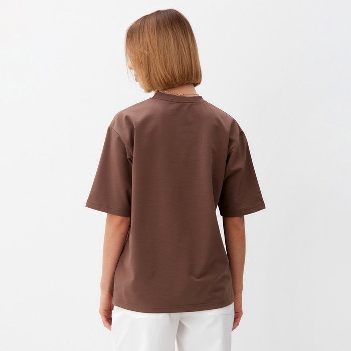 Футболка женская однотонная MINAKU: One Most Brand цвет коричневый, размер 44 Футболка женская однотонная MINAKU: One Most Brand цвет коричневый, размер 44