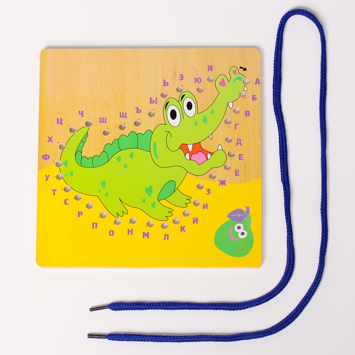 Шнуровка крокодил &laquo;Учим алфавит&raquo; 14,5 &times; 14,5 &times; 0,5 см