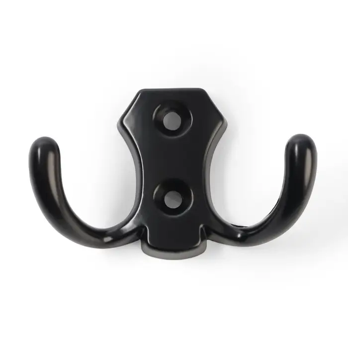 Крючок мебельный ТУНДРА TKd=007, двухрожковый, черный