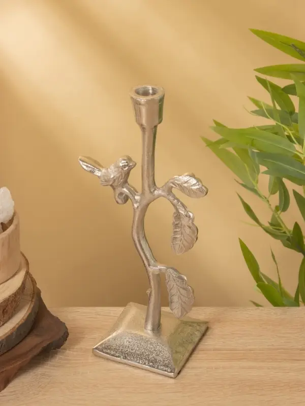 Подсвечник &laquo;Соловей на ветке&raquo;, 9.5&times;14&times;29 см, алюминий