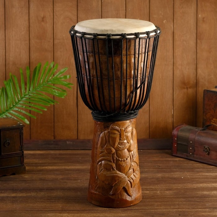Сувенирный музыкальный инструмент барабан джембе "Тёмный" 60х25х25 см МИКС