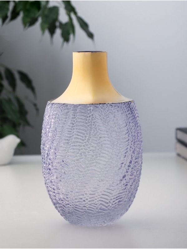 Ваза стекло настольная "Кэли стиль" бутыль, d-4,5 см, h-23х12 см, сиреневый