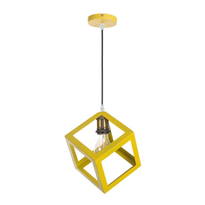 Светильник BayerLux Подвес "Квадрат" 1x40Вт E27 желтый 16х16х18-116 см