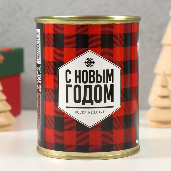 Носки в банке Носки в банке "С Новым годом, заяц" (мужские, цвет черный)