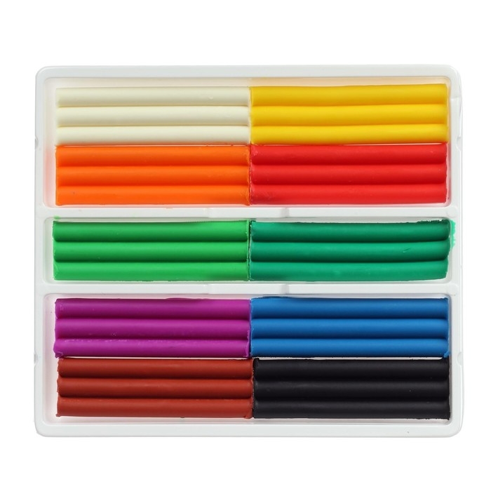 Пластилин мягкий (восковой), 10 цветов, 150 г, Пластилин мягкий (восковой), 10 цветов, 150 г, "Кроха", со стеком