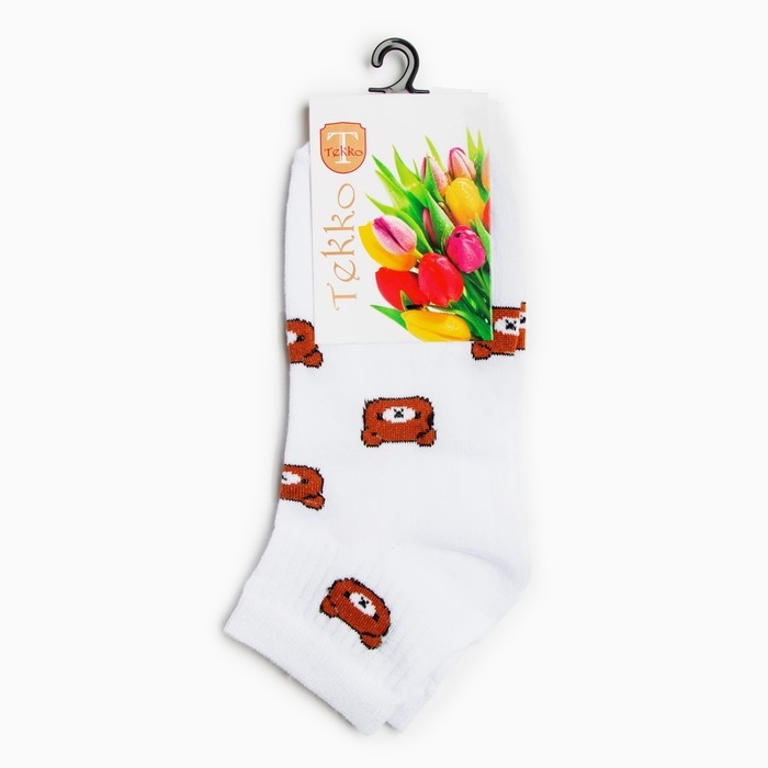 Носки женские &laquo;Мишка&raquo; цвет белый, размер 23-25