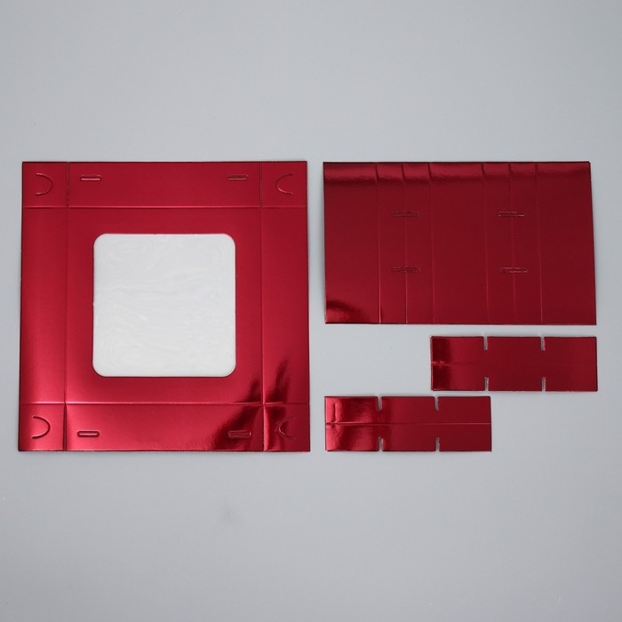 Коробка для конфет, кондитерская упаковка, 9 ячеек, &laquo;Бордовая&raquo;, 14.7 х 14.7 х 3.5 см