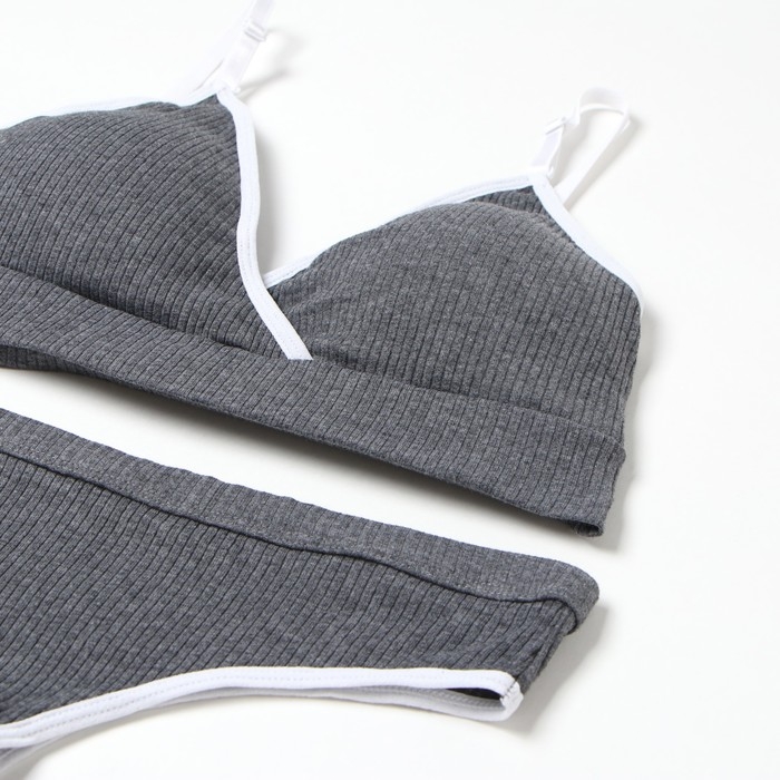 Комплект женский (топ, трусы) цвет темно-серый, размер 46-48 Комплект женский (топ, трусы) цвет темно-серый, размер 46-48