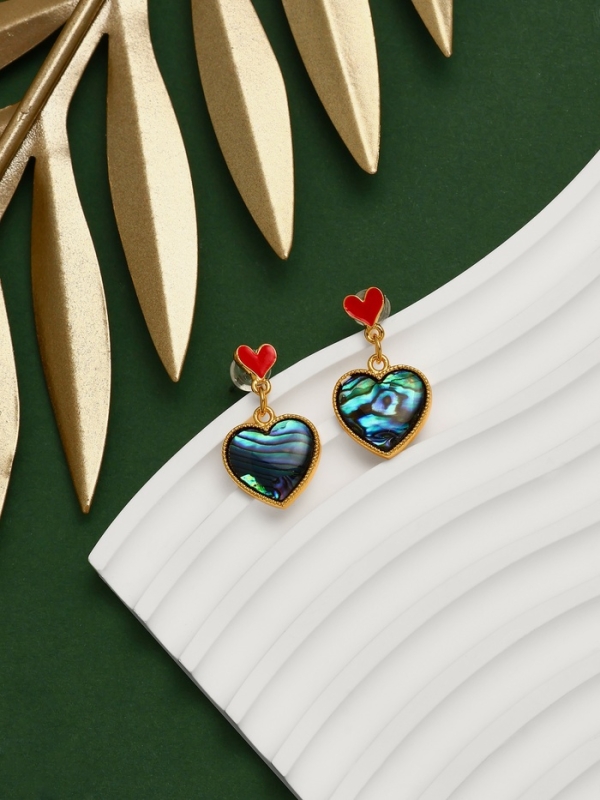 Серьги &laquo;Галиотис&raquo; сердце, цвет зелёный в золоте