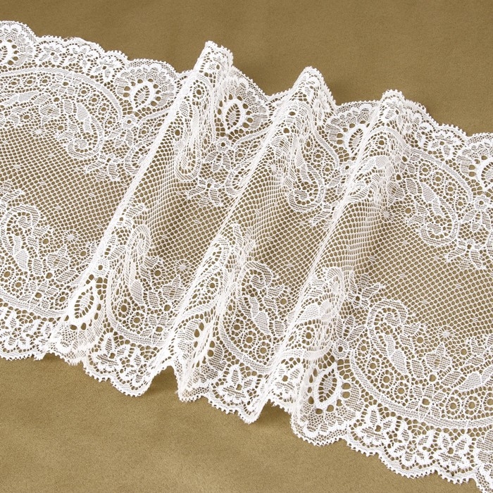 Кружевная эластичная ткань, 180 мм &times; 2,7 &plusmn; 0,5 м, цвет белый