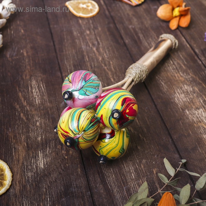 Сувенирный музыкальный инструмент Сувенирный музыкальный инструмент "Маракас составной" 9x9x25 см МИКС