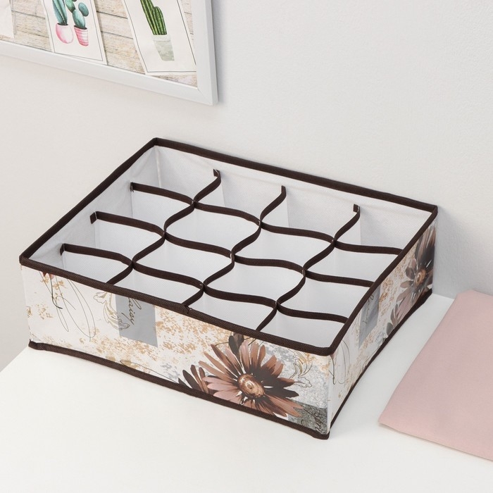 Органайзер для хранения белья Доляна &laquo;Астра&raquo;, 16 ячеек, 36&times;28&times;12 см, цвет МИКС