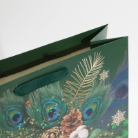 Пакет подарочный новогодний ламинированный &laquo;Малахит&raquo;, L 31 х 40 х 11,5 см, Новый год