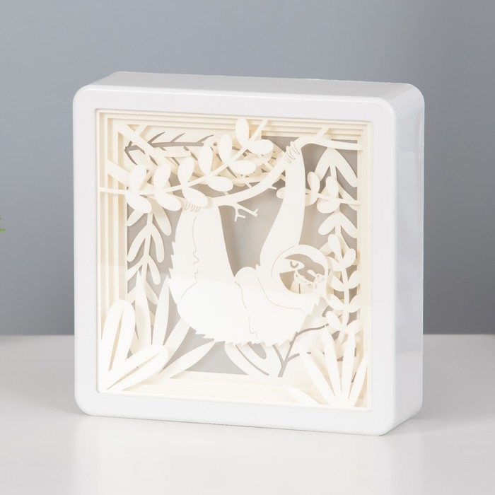 Световая картина-ночник Световая картина-ночник "Ленивец" LED от батареек 3хАА USB 15,5x4,5x15,5 см RISALUX