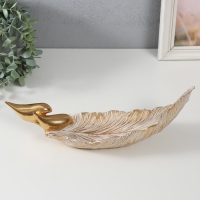 Сувенир полистоун подставка "Две птицы на листе" золото 36х11,3х11,7 см