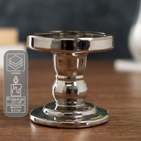 Подсвечник стекло на 1 свечу "Подиум" серебро хром 8,5х8,5х8,5 см