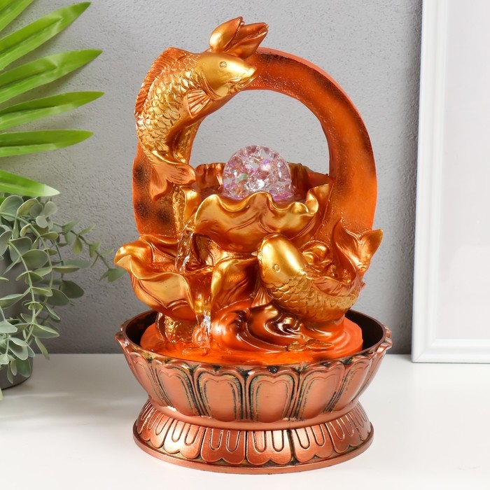 Фонтан настольный с подсветкой Фонтан настольный с подсветкой "Золотые карпы" 20х20х27 см