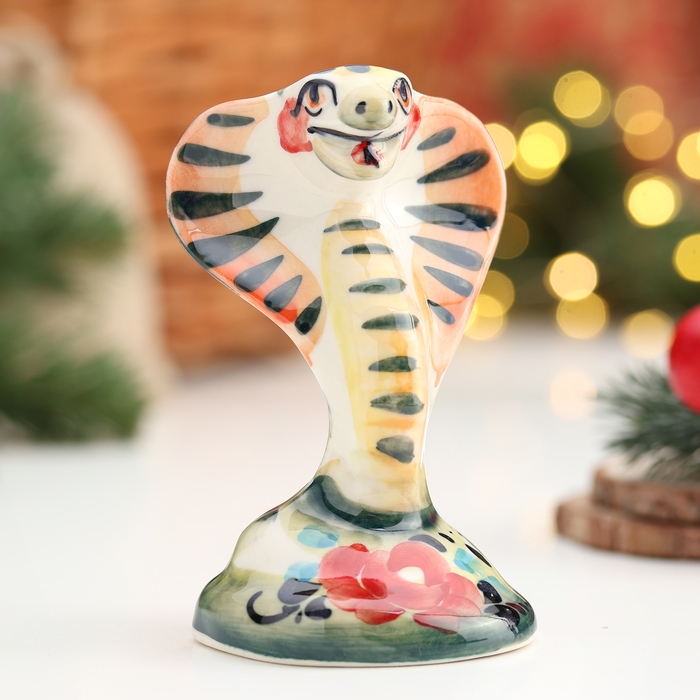 Сувенир "Кобра", большая, гжель, цвет, 11х7 см