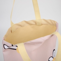 Шопер &laquo;Цветы&raquo; 35х0.5х40 см, отдел без молнии, без подклада, бежевый