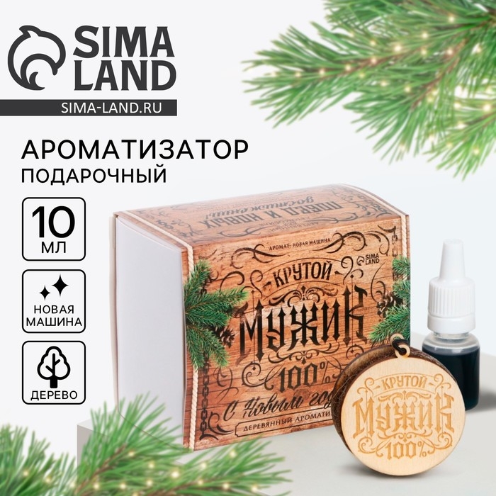 Подарочный набор &laquo;Новый год:  Крутой мужик&raquo;, подвеска автомобильная с пропиткой и ароматизатор, 10 мл