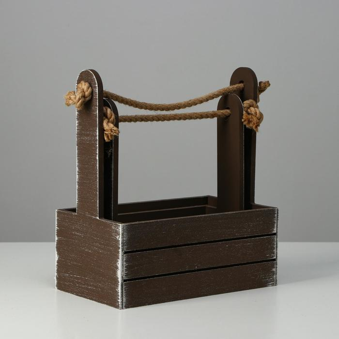 Набор кашпо деревянных 2 в 1 (25.5×15×30; 20×12×23) Набор кашпо деревянных 2 в 1 (25.5×15×30; 20×12×23) "Прованс", коричневый