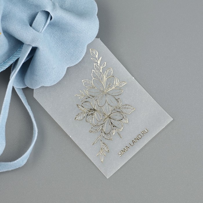 Мешок замшевый «Цветы», синий, тиснение, 9 × 12 см Мешок замшевый «Цветы», синий, тиснение, 9 × 12 см