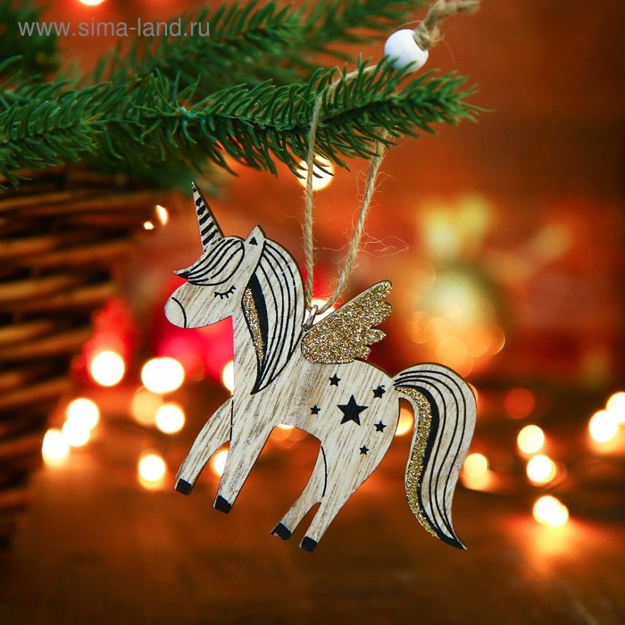 Новогодняя подвеска «Единороги» 0,5 × 9 × 7,5 см, односторонняя, МИКС Новогодняя подвеска «Единороги» 0,5 × 9 × 7,5 см, односторонняя, МИКС