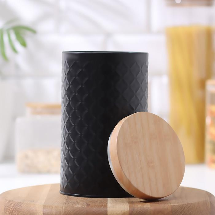 Банка для сыпучих продуктов &laquo;Сканди&raquo;, 1,5 л, цвет чёрный