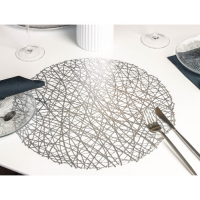 Набор салфеток сервировочных на стол Доляна &laquo;Паутинка&raquo;, d=38 см, 4 шт, цвет серебряный