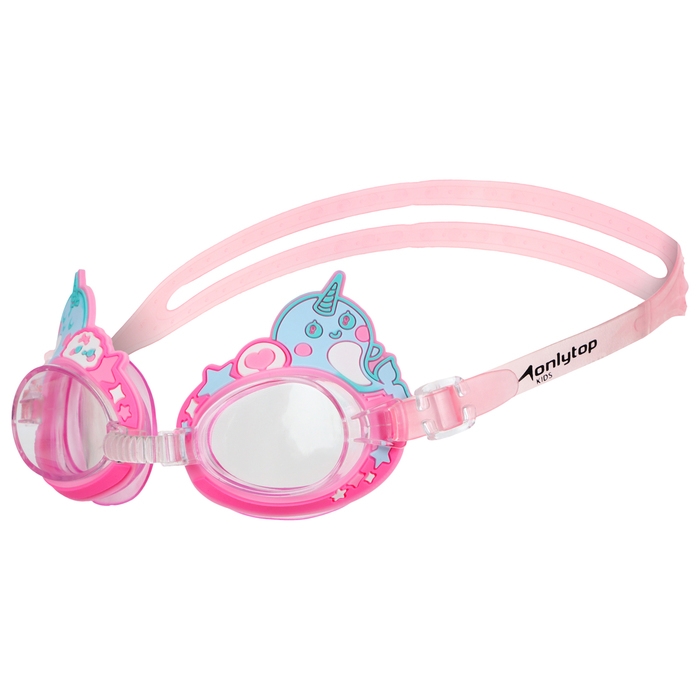 Очки для плавания детские ONLYTOP &laquo;Нарвалы&raquo;, беруши, цвет розовый