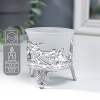 Подсвечник стекло, пластик на 1 свечу "Цветы" серебро 6,5х6х6 см Подсвечник стекло, пластик на 1 свечу "Цветы" серебро 6,5х6х6 см