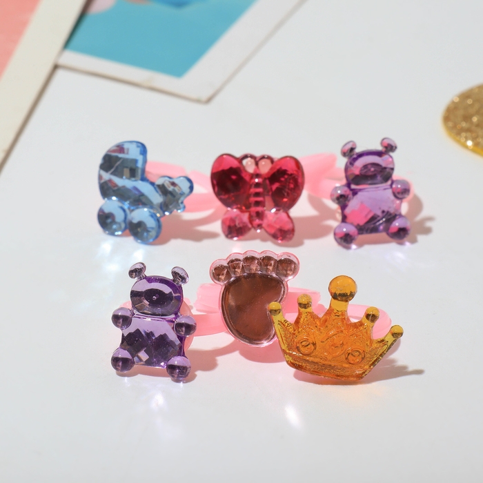 Кольца детские набор 36шт &laquo;Выбражулька&raquo; ассорти воображение, форма МИКС, цвет МИКС, б-р