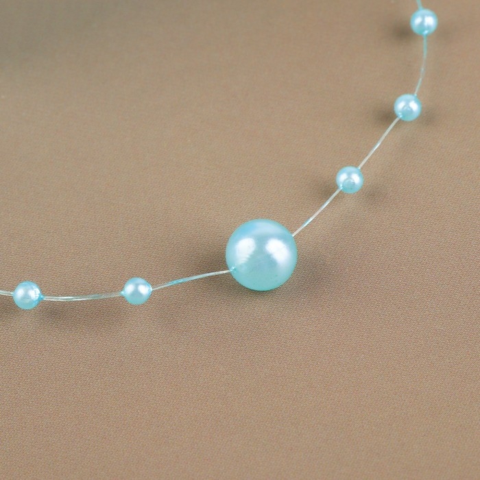 Жемчуг на леске, 3/8 мм, 9 &plusmn; 0,5 м, цвет голубой