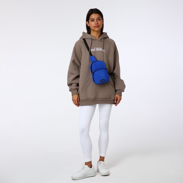 Сумка-слинг на молнии TEXTURA, наружный карман, цвет синий Сумка-слинг на молнии TEXTURA, наружный карман, цвет синий