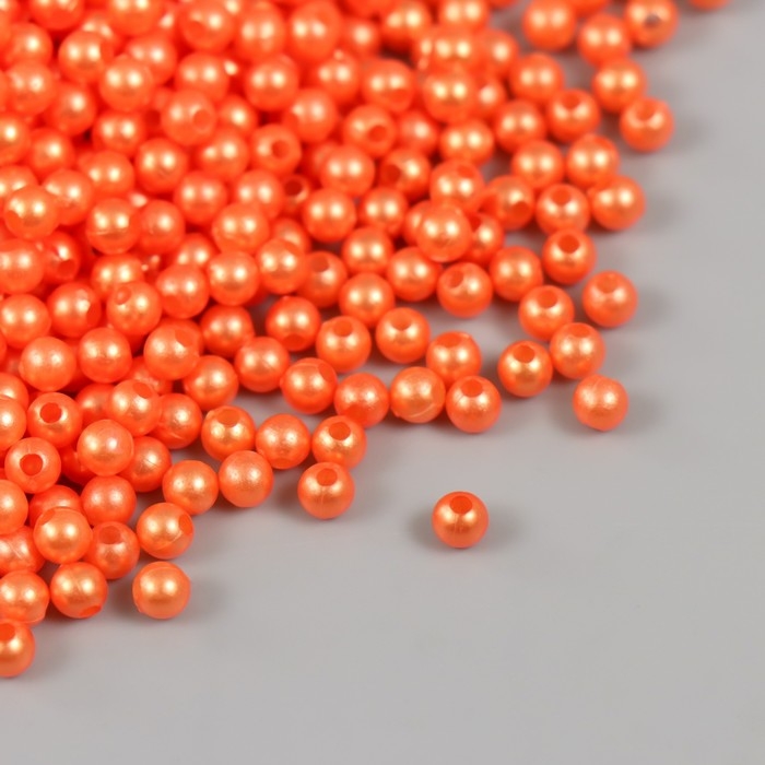 Набор бусин Набор бусин "Жемчуг" d 4 мм, 250 гр, морковный