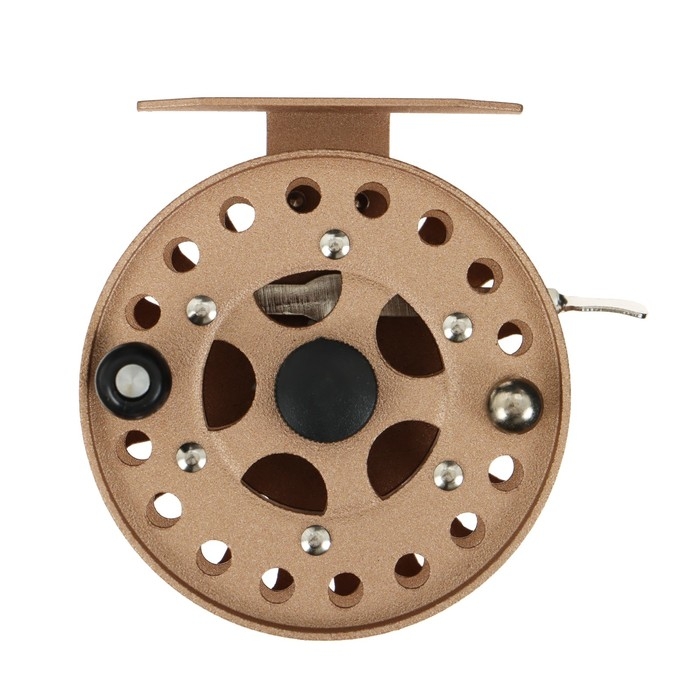 Катушка инерционная, металл, диаметр 7.5 см, цвет светло коричневый, HF75