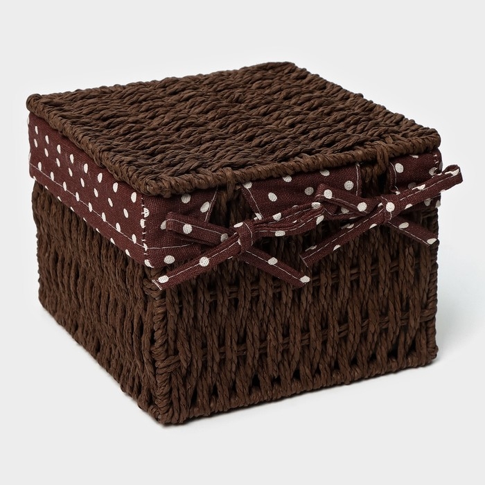 Набор интерьерных корзин ручной работы с крышкой LaDо́m, 2 шт, размер: 20&times;20&times;15 см, 25&times;25&times;18 см