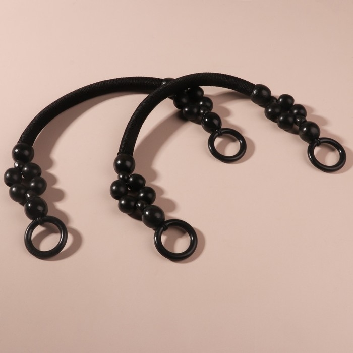 Ручки для сумки, 2 шт., вощёный шнур/дерево, 44&times;4 см, чёрные