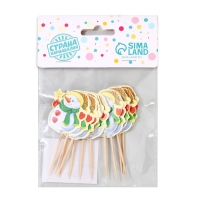 Шпажки для канапе &laquo;Снеговик со звездой&raquo;, набор 12 шт.