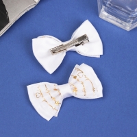 Зажим для волос "Бантик Вивиан" (набор 2 шт) нежность, 6,5 см, белый