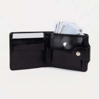 Портмоне мужское на кнопке, для купюр, для карт, для монет, цвет чёрный Портмоне мужское на кнопке, для купюр, для карт, для монет, цвет чёрный