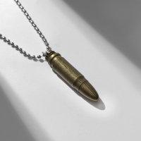 Кулон мужской &laquo;Пуля&raquo; раскручивающийся, цвет чернёное золото, 50 см