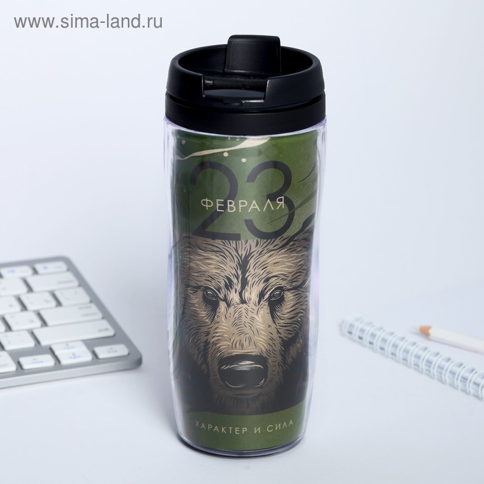Подарочный набор &laquo;23 февраля медведь&raquo;: ежедневник и термостакан