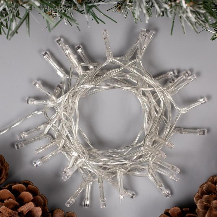 Гирлянда &laquo;Нить&raquo; 4 м, IP20, прозрачная нить, 40 LED, 2 режима, батарейки AAх3 (нет в комплекте) , свечение фиолетовое