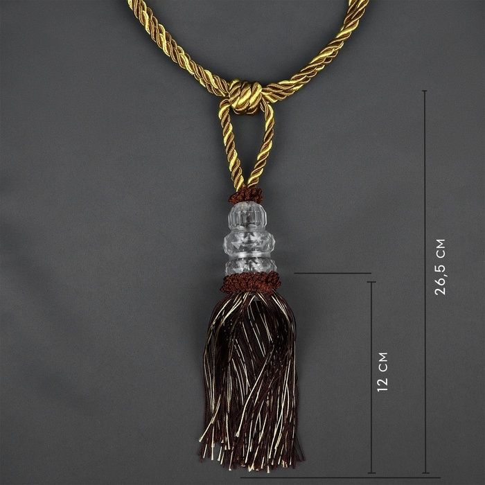 Кисть для штор &laquo;Три кристалла&raquo;, 50 &plusmn; 1 см, цвет коричневый/золотой