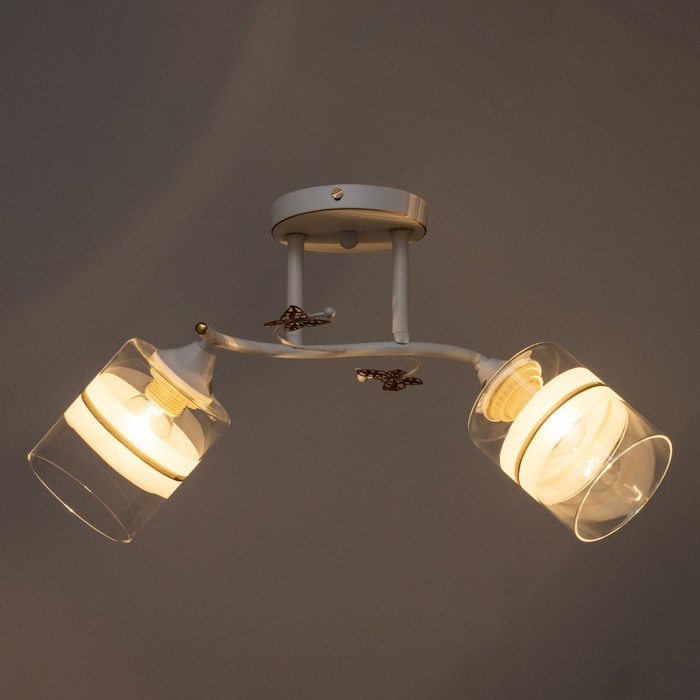 Люстра "Мия" 2х60Вт Е27 Белый, золото 53х18х24см