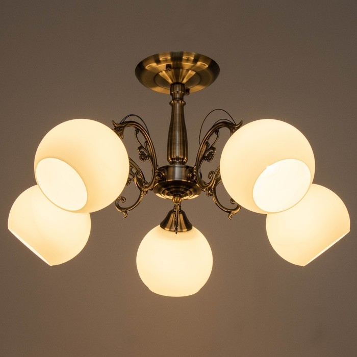 Люстра "Аурелия" 5x60Вт E27 античная бронза 60х60х30см.