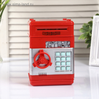 Копилка пластик для монет и купюр"Сейф "кодовый замок, звук 3АА МИКС 19,5х12,3х13 см