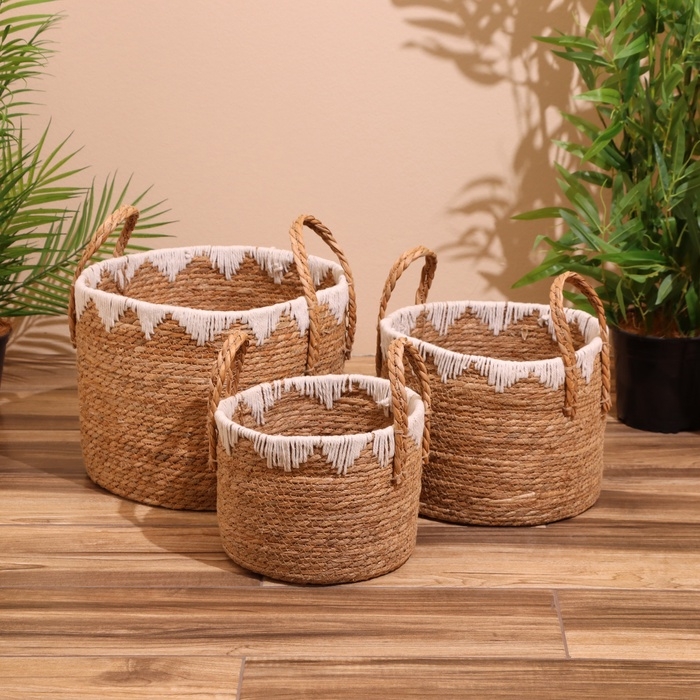 Набор плетёных корзин, 3 шт, 35х35х30 см Набор плетёных корзин, 3 шт, 35х35х30 см