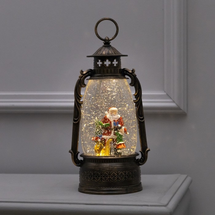 Светодиодная фигура &laquo;Фонарь с Дедом Морозом&raquo; 15 &times; 30 &times; 12.5 см, пластик, батарейки ААх3 (не в комплекте), USB, свечение тёплое белое